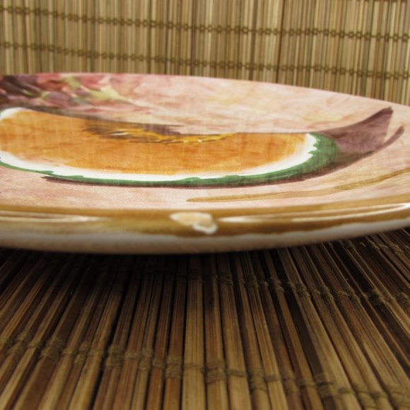 Peasant Village Italian Pottery Hand Painted Fruit Cantaloupe 8.25" Salad Plate - Picture 11 of 11
